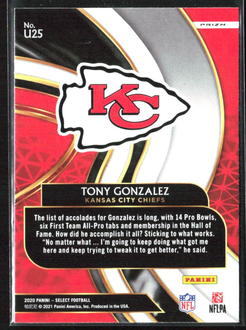 Tony Gonzalez 2020 Panini Select Unbreakable Silver Prizm #U25