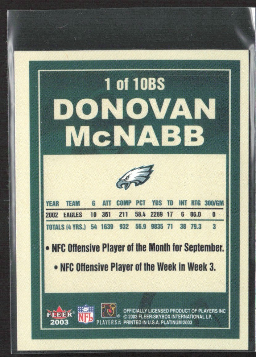 Donovan McNabb 2003 Fleer Big Signs #1 Philadelphia Eagles
