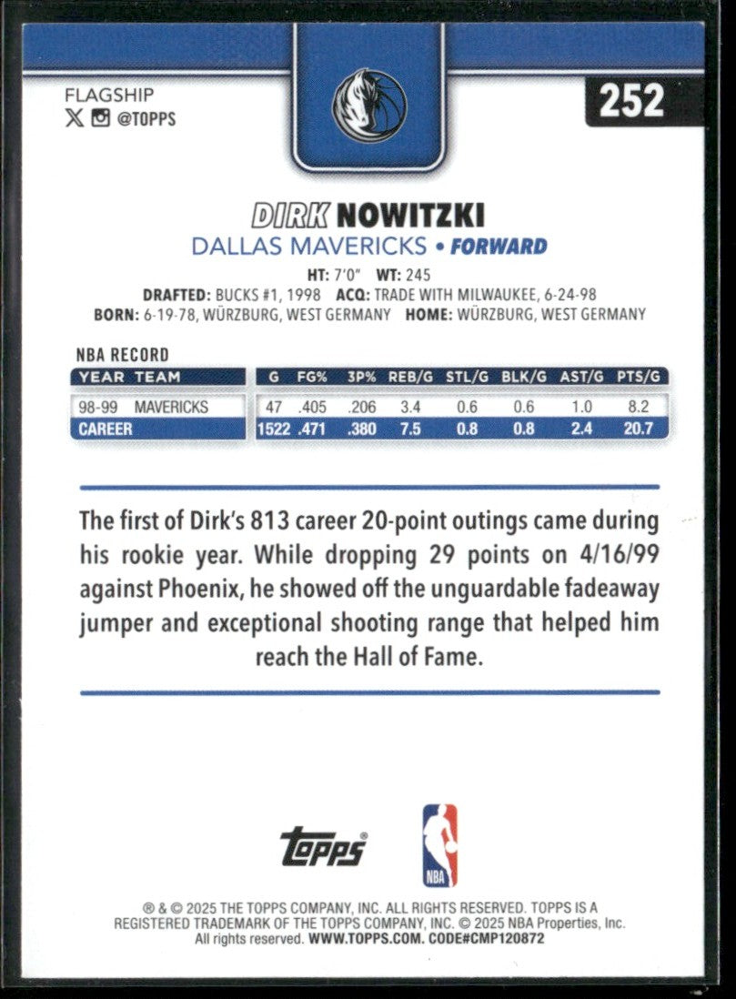 Dirk Nowitzki 2025 Topps Season Tip Off #252 Dallas Mavericks