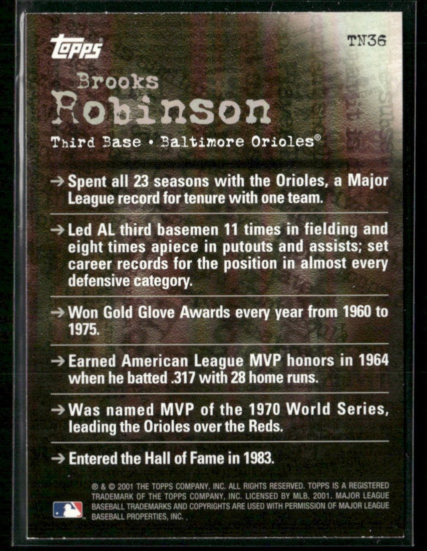 Brooks Robinson 2001 Topps Noteworthy #TN36 Baltimore Orioles