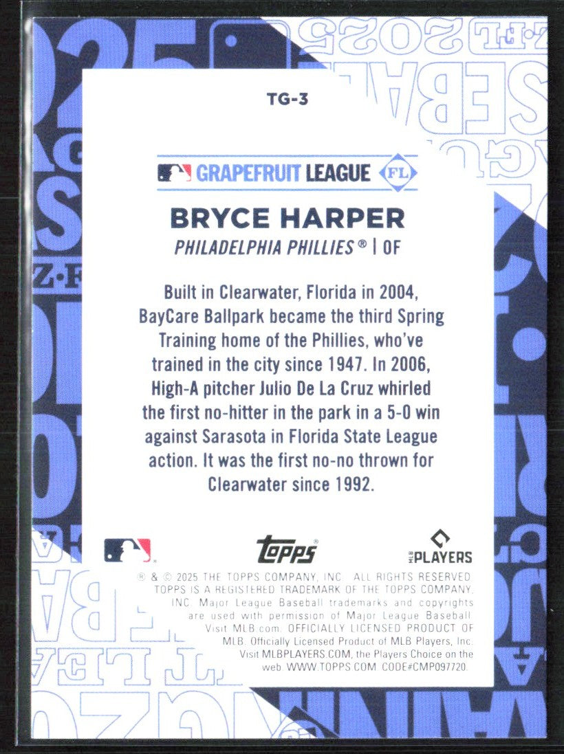 Bryce Harper 2025 Topps Training Grounds #TG-3 Philadelphia Phillies