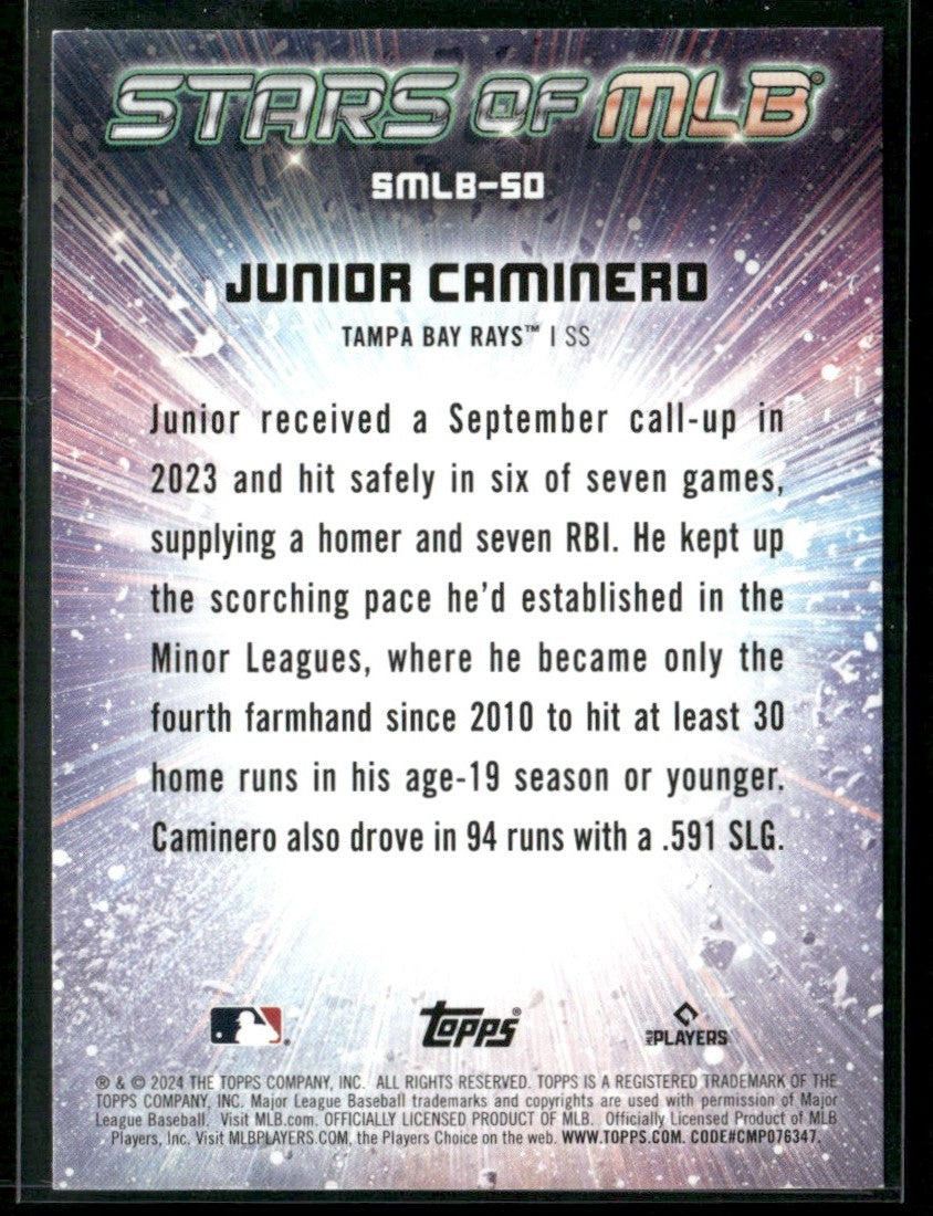Junior Caminero 2024 Topps Stars of MLB RC #SMLB-50 Tampa Bay Rays