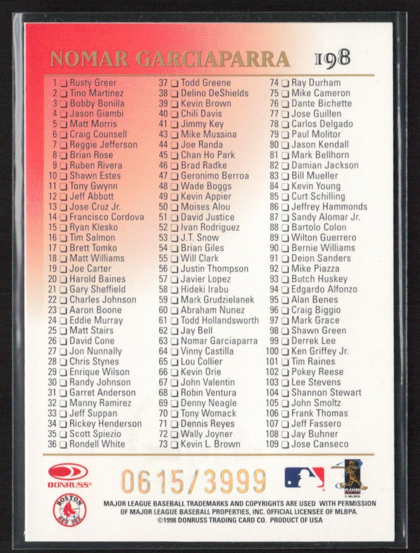 Nomar Garciaparra 1998 Leaf Fractal Foundation /3999 #198 Boston Red Sox