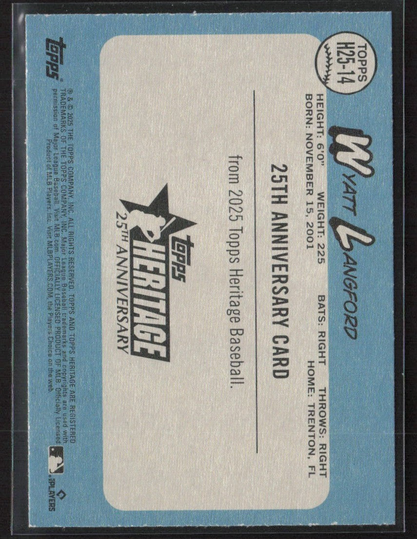 Wyatt Langford 2025 Topps Heritage 25th Anniversary #H25-14 Texas Rangers