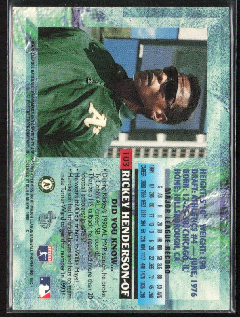Rickey Henderson 1995 Topps Embossed #103 Oakland Athletics