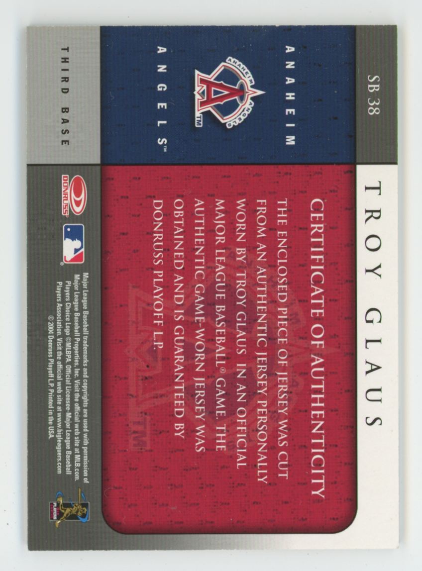Troy Glaus 2004 Leaf Shirt Off My Back #SB 38 Los Angeles Angels