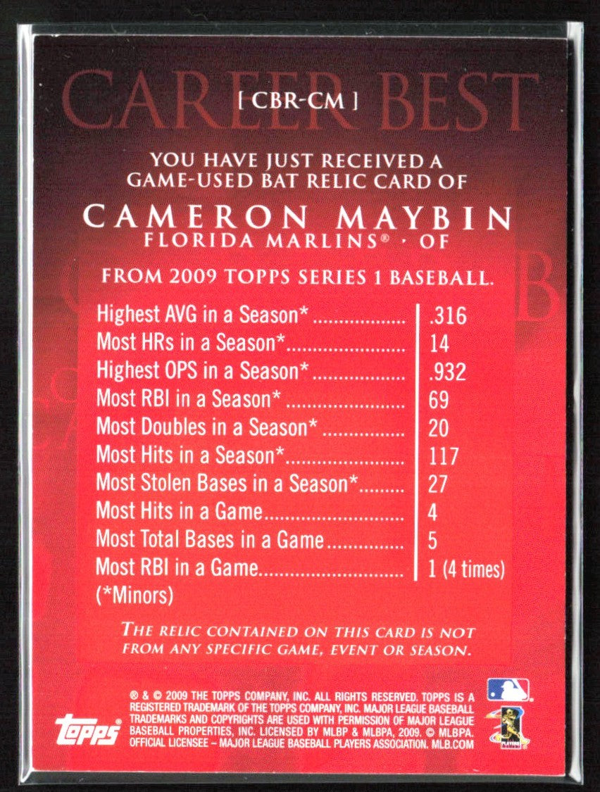 Cameron Maybin 2009 Topps Career Best Bat #CBR-CM Florida Marlins