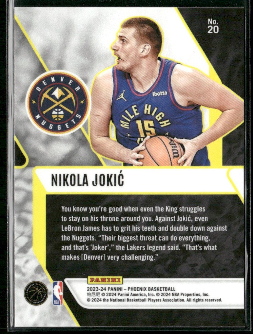 Nikola Jokic 2024 Panini Phoenix Fade to Black #20 Denver Nuggets