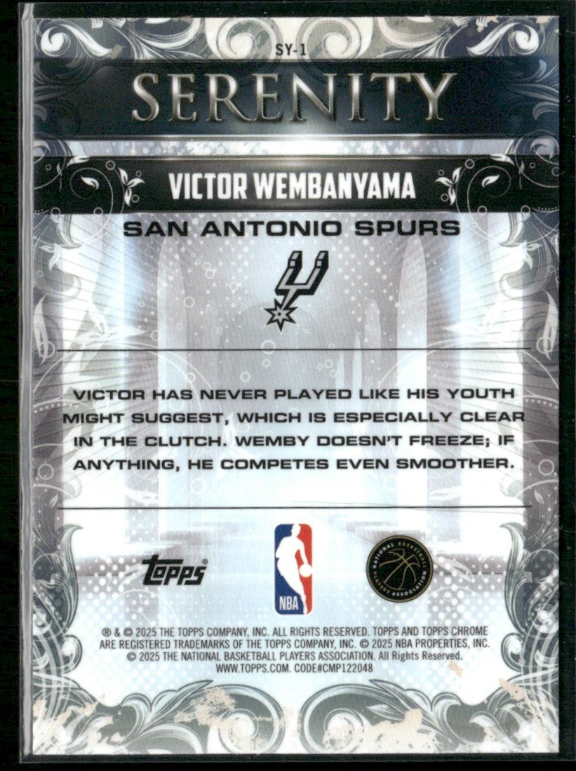 Victor Wembanyama 2025 Topps Chrome Serenity #SY-1 San Antonio Spurs