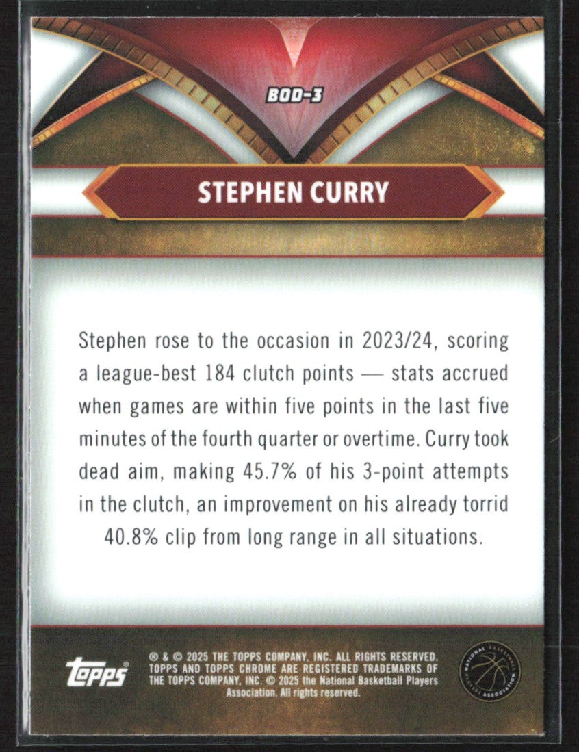 Stephen Curry 2024 Topps Chrome Ball of Duty Blue Refractor #BOD-3