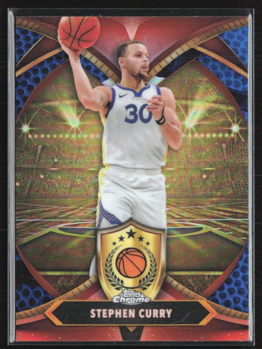 Stephen Curry 2024 Topps Chrome Ball of Duty Blue Refractor #BOD-3