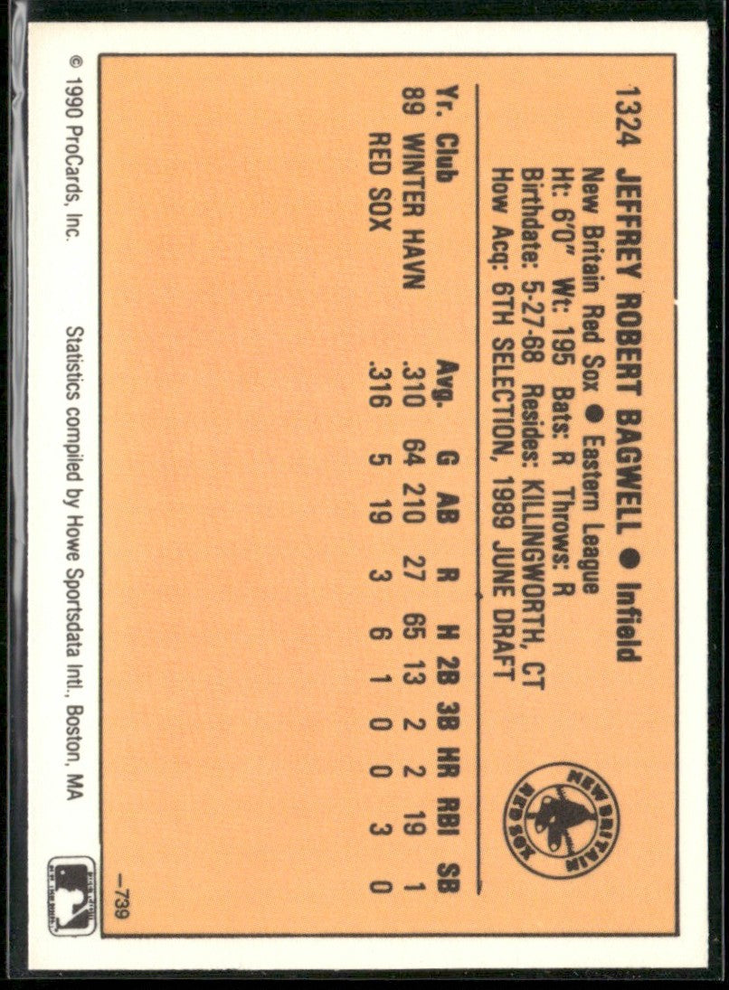 Jeff Bagwell 1990 ProCards #1324 New Britain Red Sox