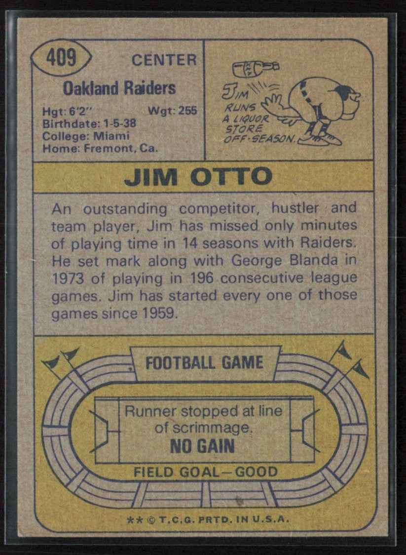 Jim Otto 1974 Topps #409 Oakland Raiders