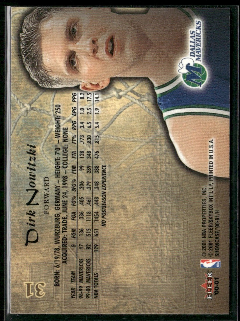 Dirk Nowitzki 2000 Fleer Showcase #31 Dallas Mavericks