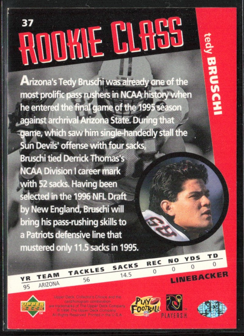 Tedy Bruschi 1996 Upper Deck Collector's Choice Rookie Class RC #37