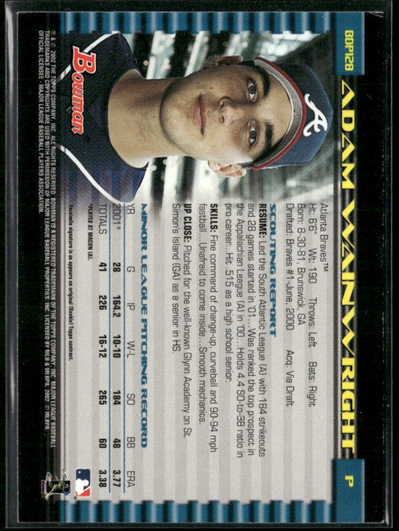 Adam Wainwright 2002 Bowman Draft Picks & Prospects #BDP128 Atlanta Braves