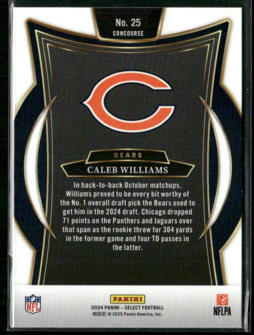 Caleb Williams 2025 Panini Select Starcade Concourse RC #25 Chicago Bears