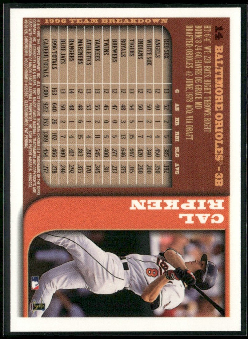 Cal Ripken Jr. 1997 Bowman Chrome #14 Baltimore Orioles