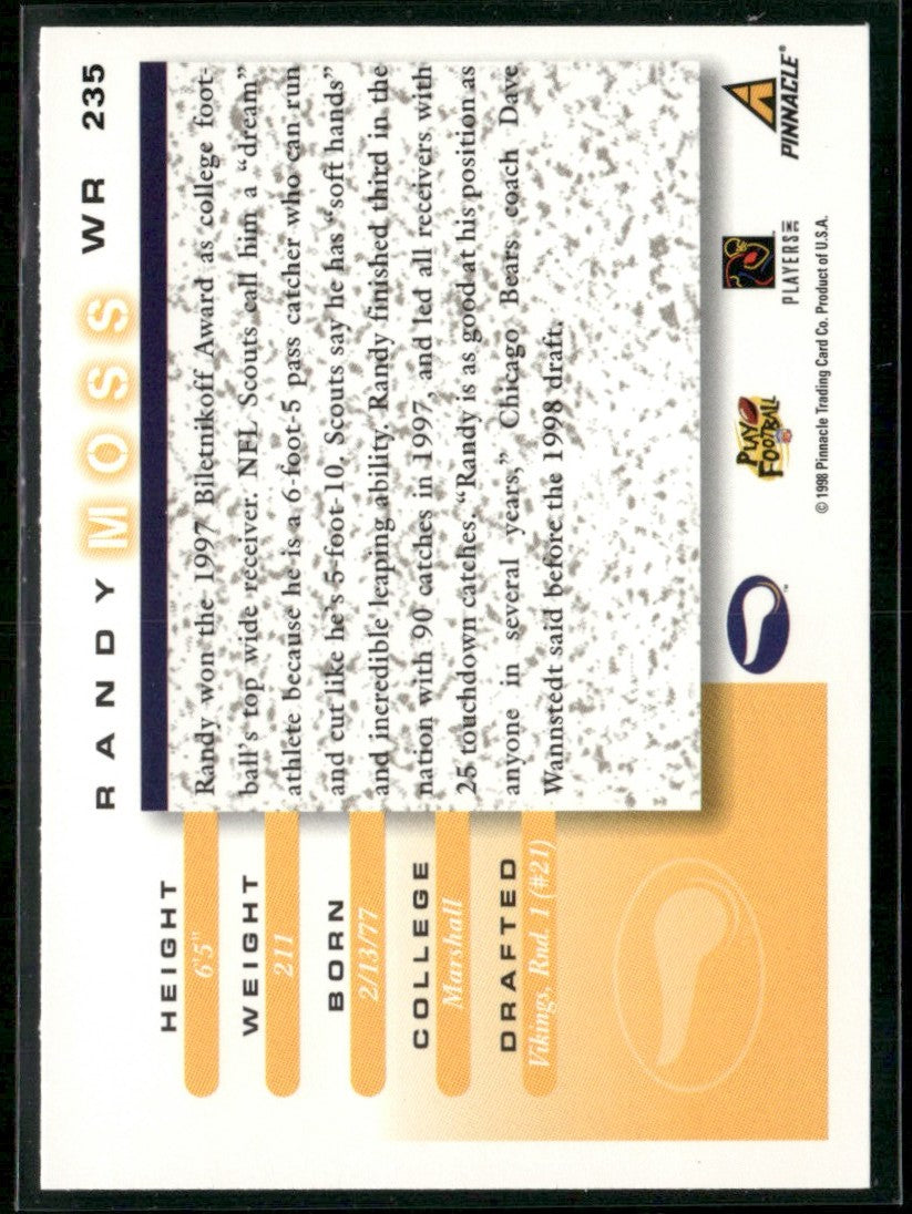 Randy Moss 1998 Score RC #235 Minnesota Vikings