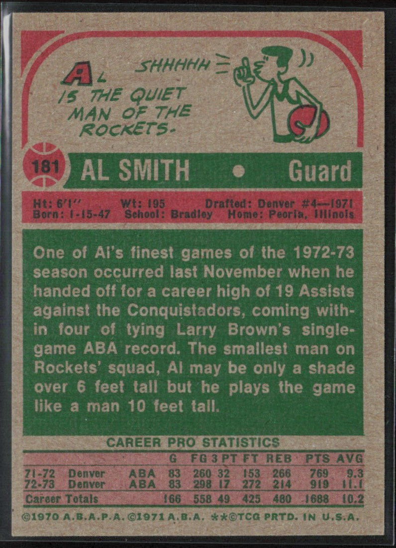 Al Smith 1973 Topps #181 Denver Rockets