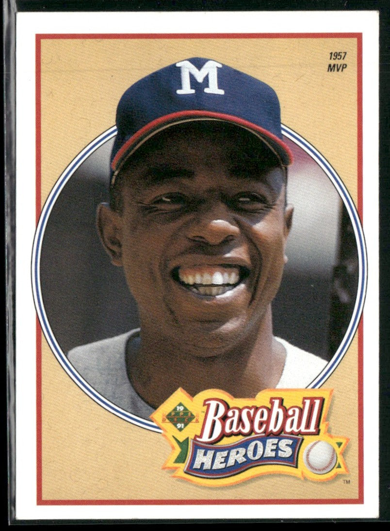 Hank Aaron 1991 Upper Deck Baseball Heroes #20 Milwaukee Braves