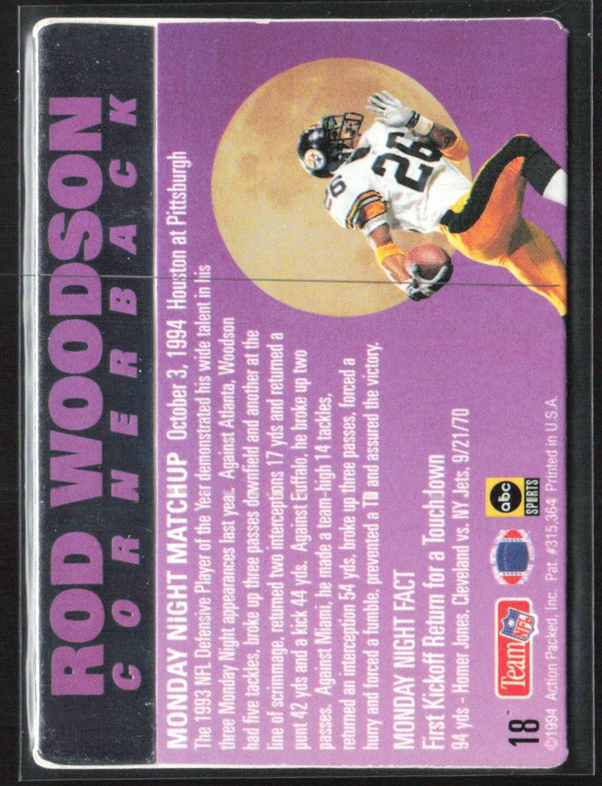 Rod Woodson 1994 Action Packed Monday Night Football #18 Pittsburgh Steelers