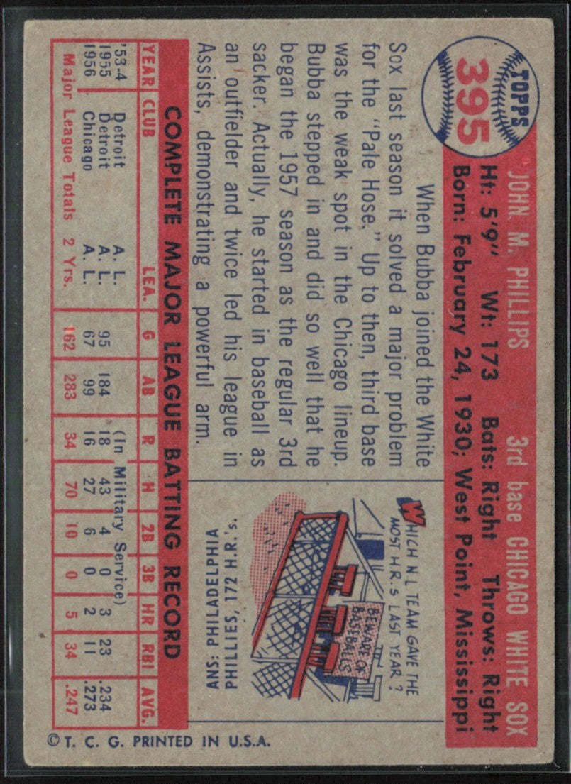 Bubba Phillips 1957 Topps #395 Chicago White Sox