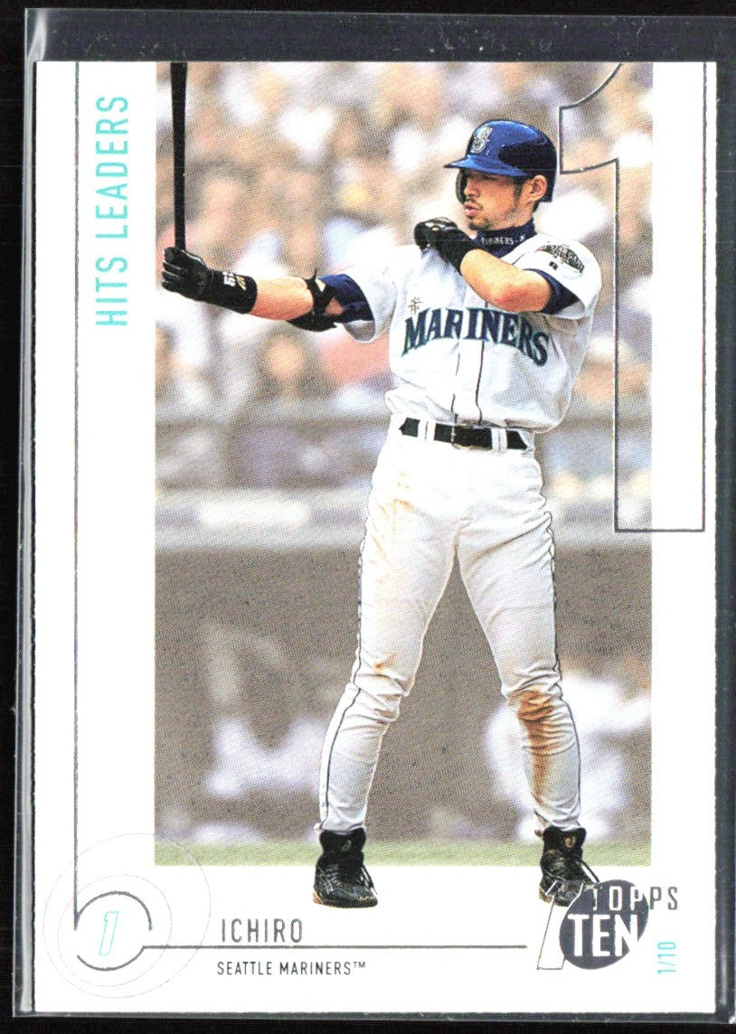 Ichiro 2002 Topps Ten Hits Leaders #1 Seattle Mariners