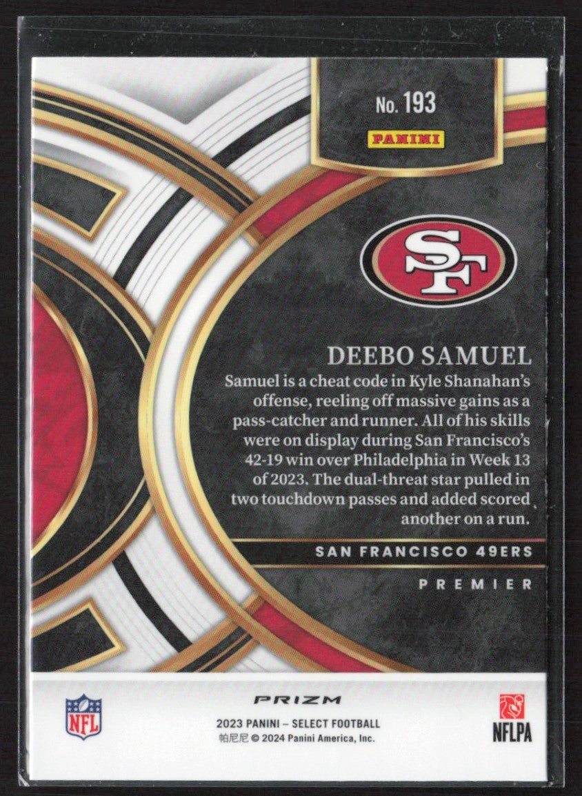 Deebo Samuel 2023 Panini Select Premier Silver Prizm #193 San Francisco 49ers