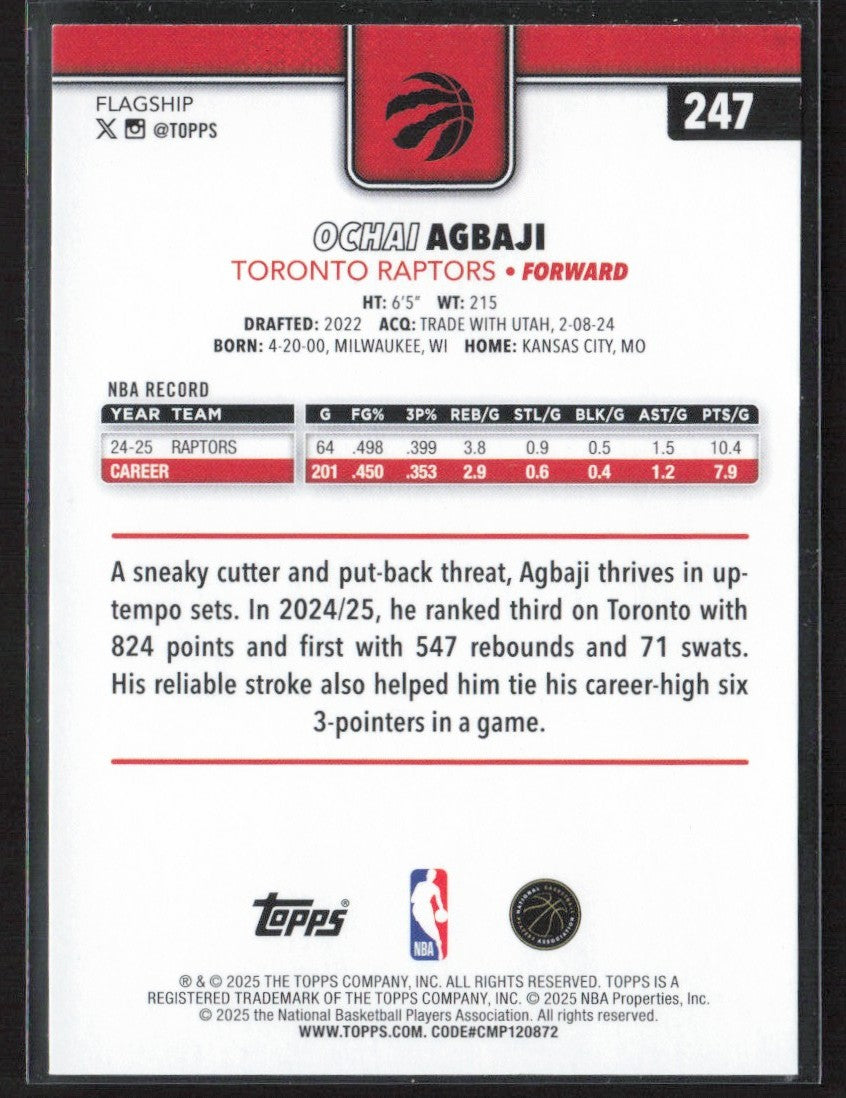Ochai Agbaji 2025 Topps Gold /2025 #247 Toronto Raptors