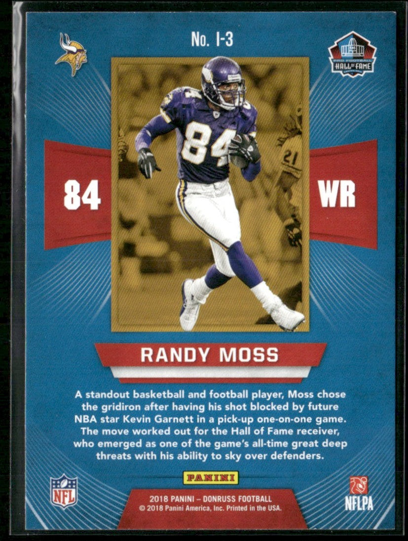 Randy Moss 2018 Panini Donruss Inducted #I-3 Minnesota Vikings