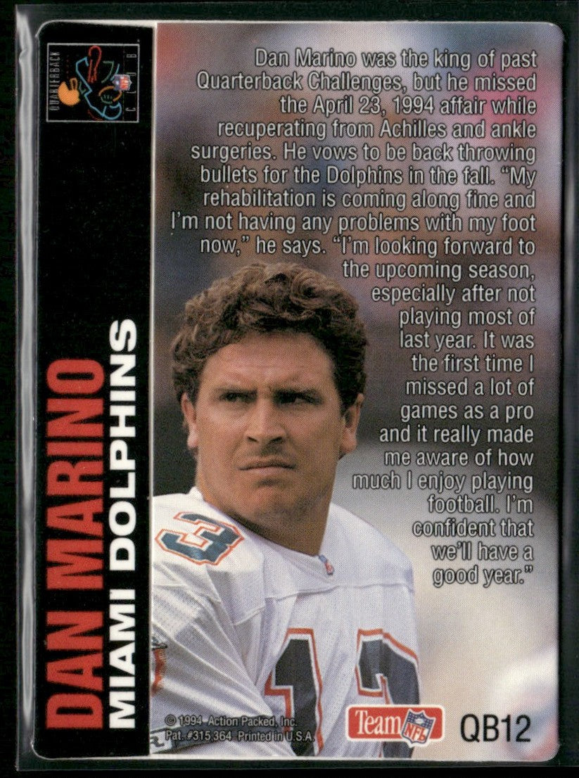 Dan Marino 1994 Action Packed Quarterback Club #QB12 Miami Dolphins