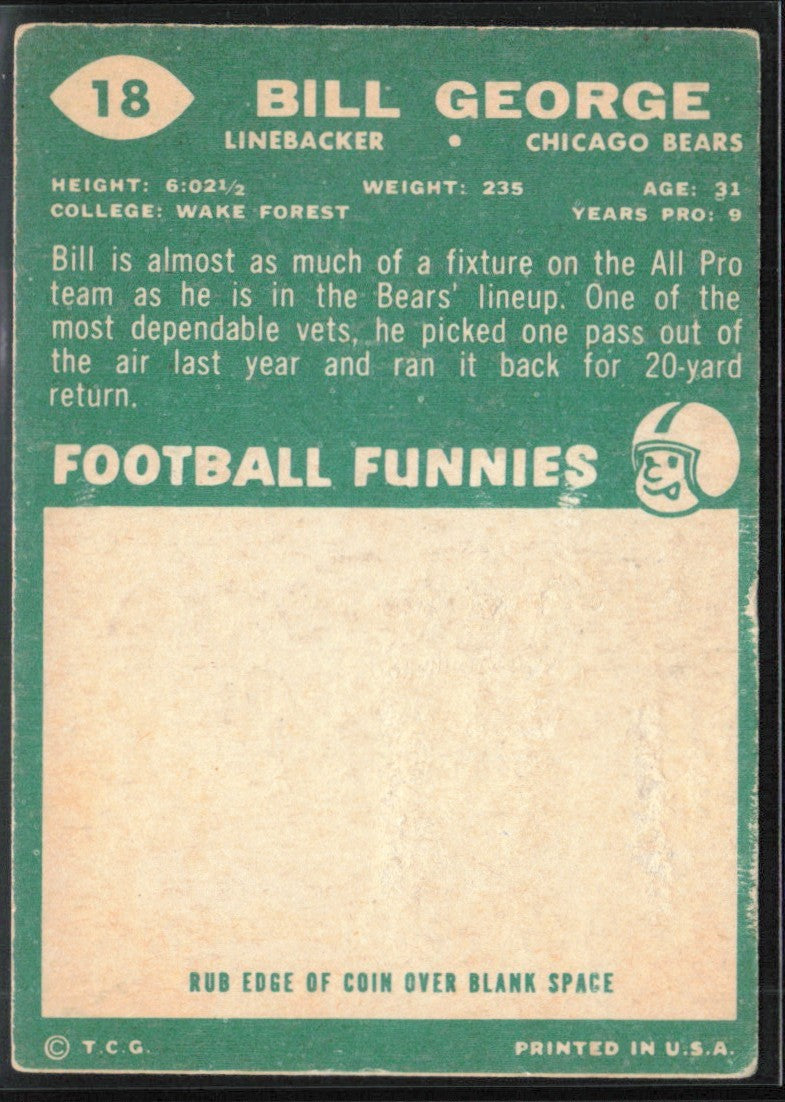 Bill George 1960 Topps #18 Chicago Bears