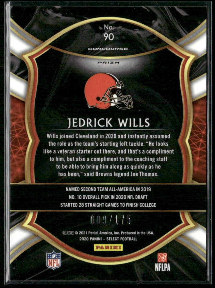 Jedrick Wills 2020 Panini Select Concourse Blue Prizm RC /175 #90