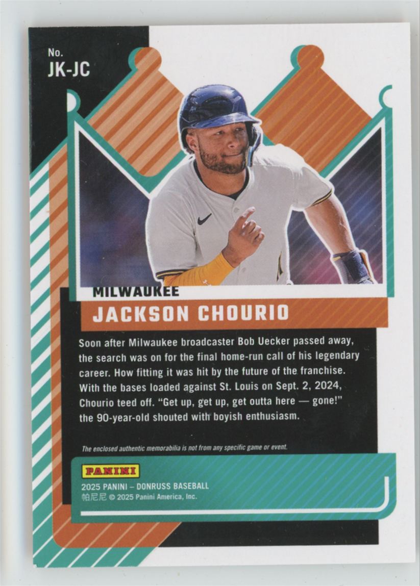 Jackson Chourio 2025 Donruss Jersey Kings Jersey #JK-JC Milwaukee Brewers