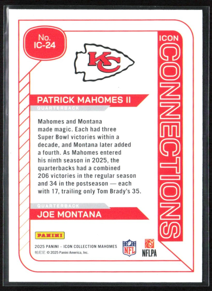 Patrick Mahomes II Joe Montana 2025 Panini Icon Collection Connections #IC-24