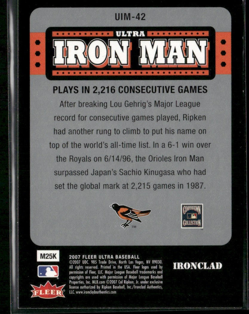 Cal Ripken Jr. 2007 Fleer Ultra Iron Man #UIM-42 Baltimore Orioles