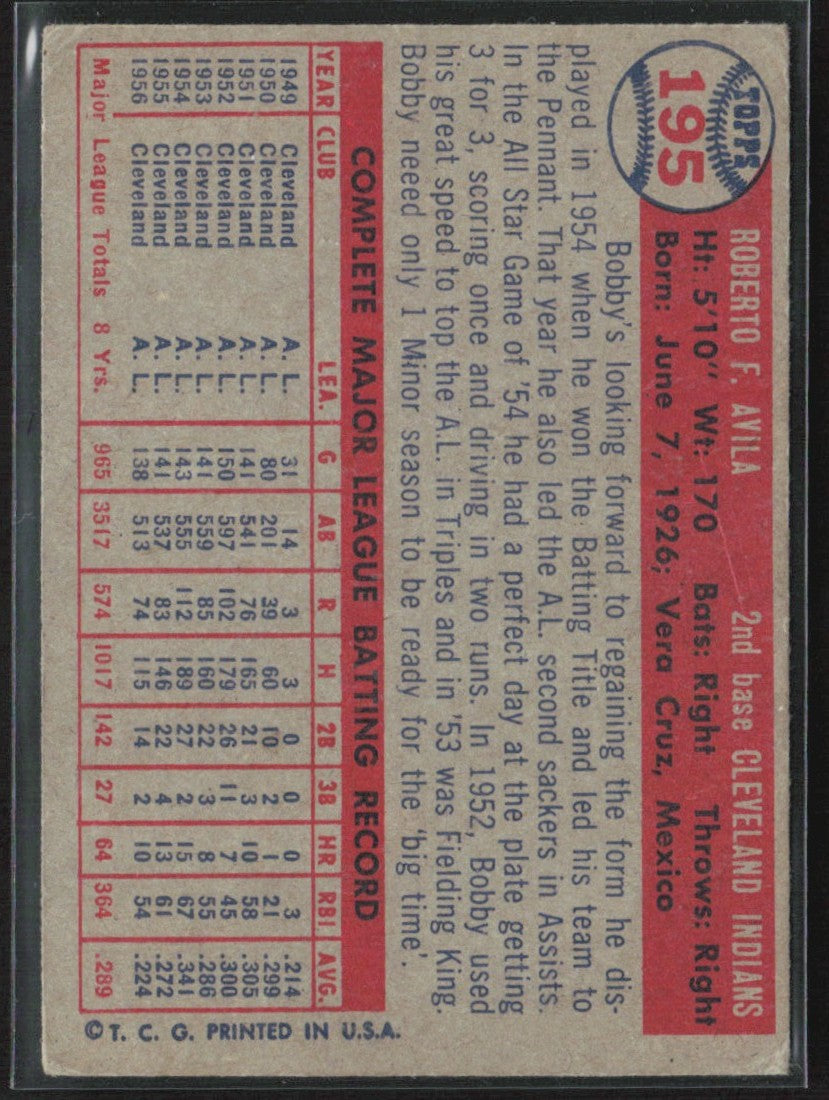 Bobby Avila 1957 Topps #195 Cleveland Indians