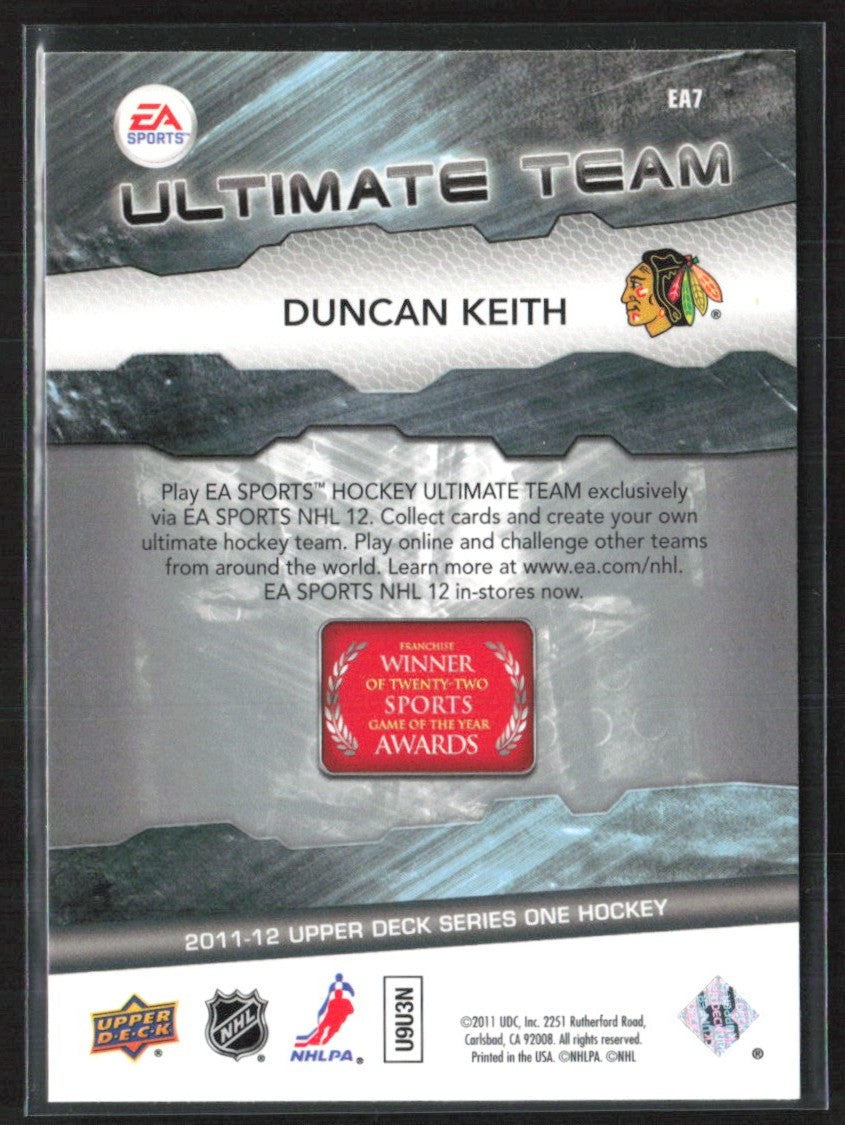 Duncan Keith 2011 Upper Deck EA Ultimate Team #EA7 Chicago Blackhawks