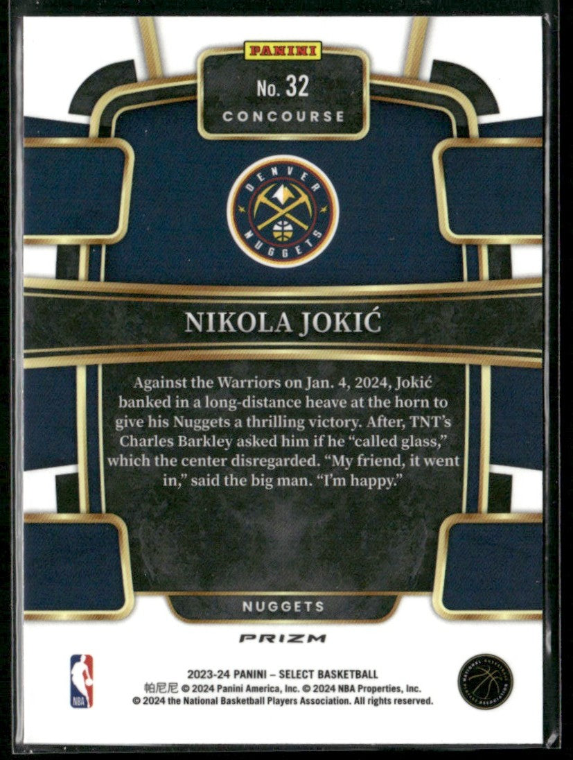 Nikola Jokic 2023 Panini Select Concourse Orange Shock #32 Denver Nuggets