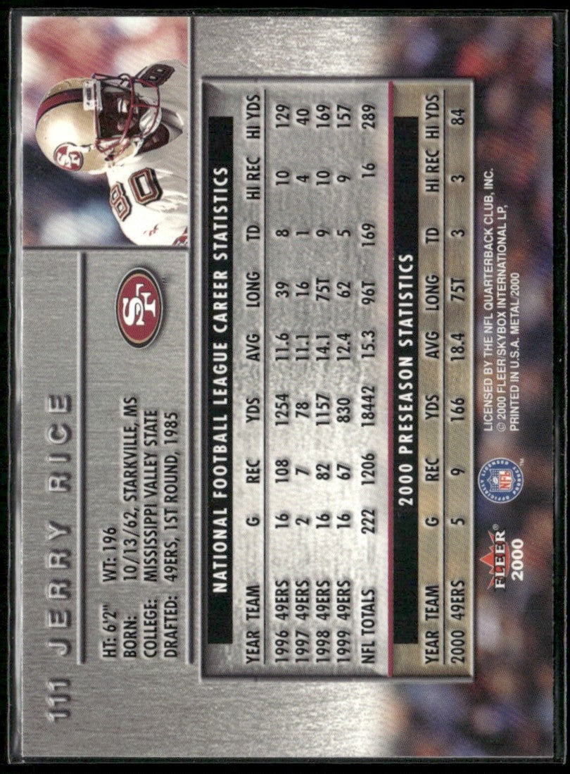 Jerry Rice 2000 Fleer Metal #111 San Francisco 49ers