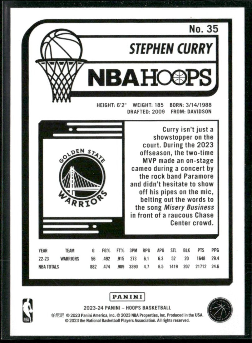 Stephen Curry 2023 Hoops #35 Golden State Warriors