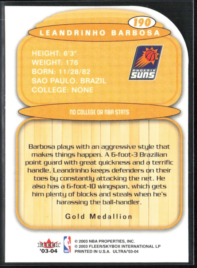 Leandrinho Barbosa 2003 Fleer Ultra Gold Medallion #190 Phoenix Suns