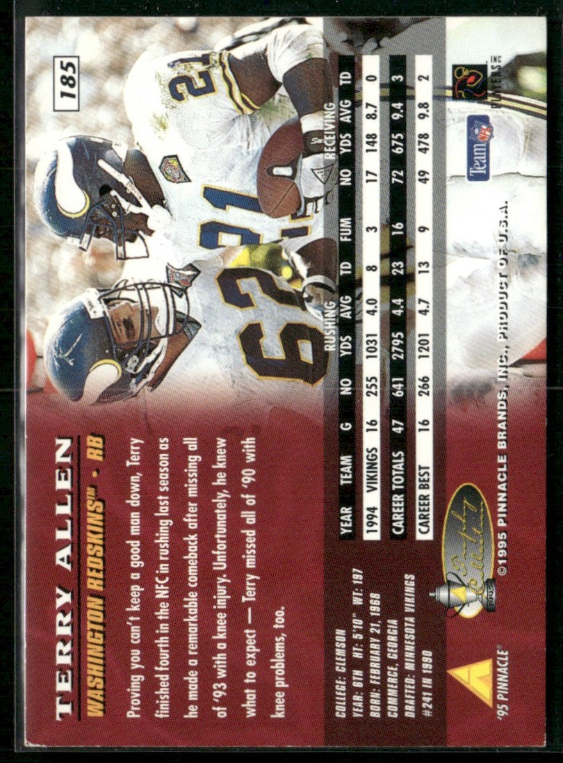 Terry Allen 1995 Pinnacle Trophy Collection #185 Minnesota Vikings