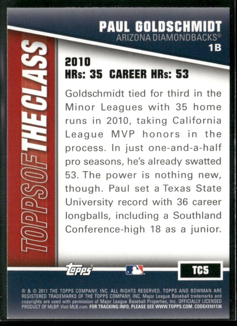 Paul Goldschmidt 2011 Bowman Topps of the Class #TC5 Arizona Diamondbacks