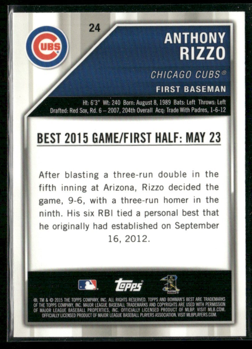 Anthony Rizzo 2015 Bowman's Best Refractor #24 Chicago Cubs