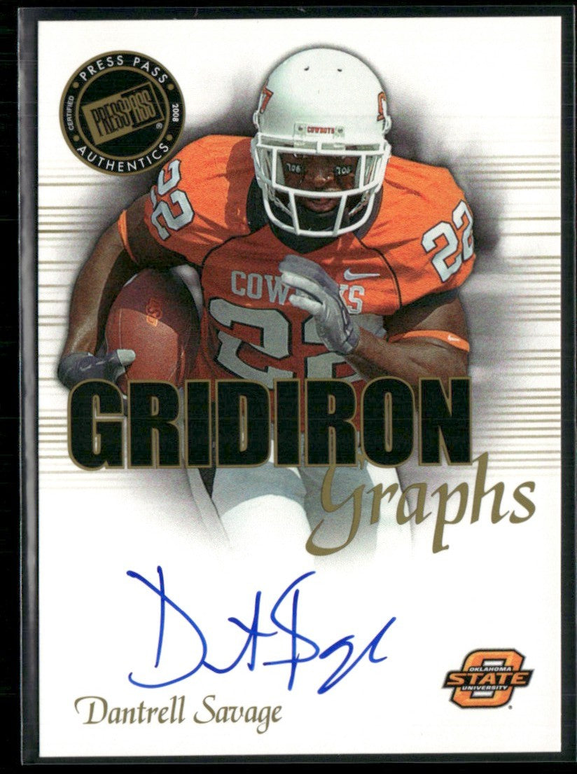 Dantrell Savage 2008 Press Pass SE Gridiron Graphs Gold AUTO #GG-DS