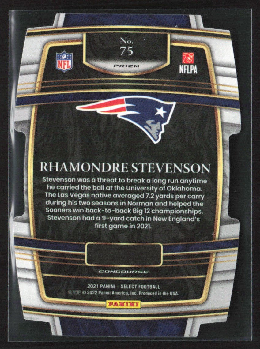 Rhamondre Stevenson 2021 Panini Select Concourse Green & Yellow Die-Cut RC #75