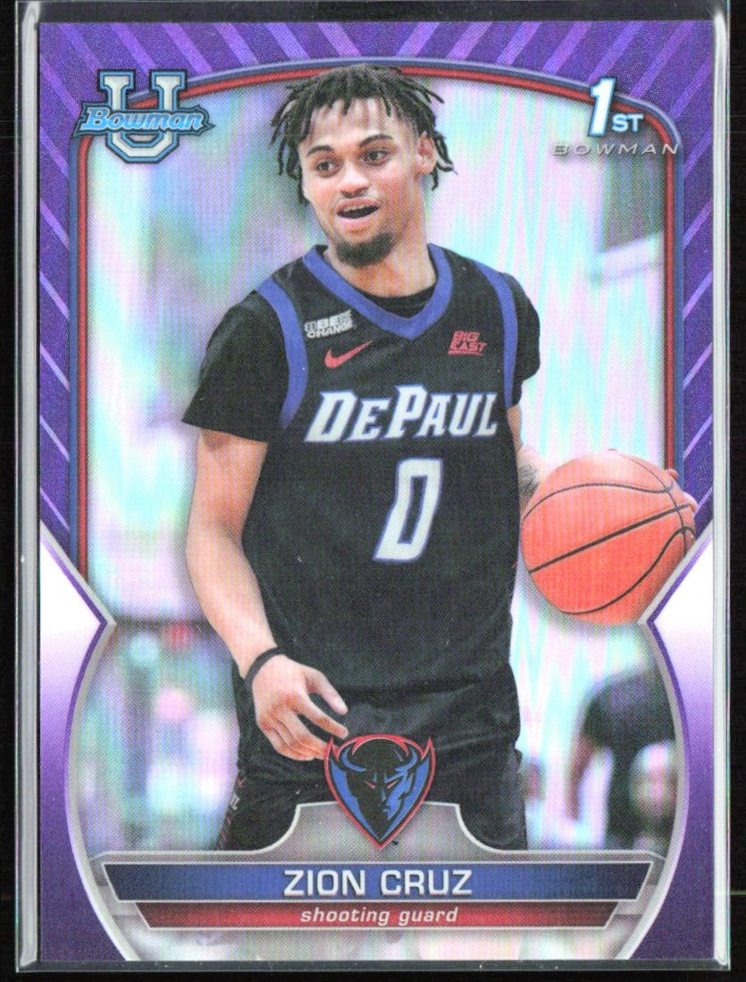Zion Cruz 2022 Bowman University Chrome Purple /399 #91 DePaul Blue Demons
