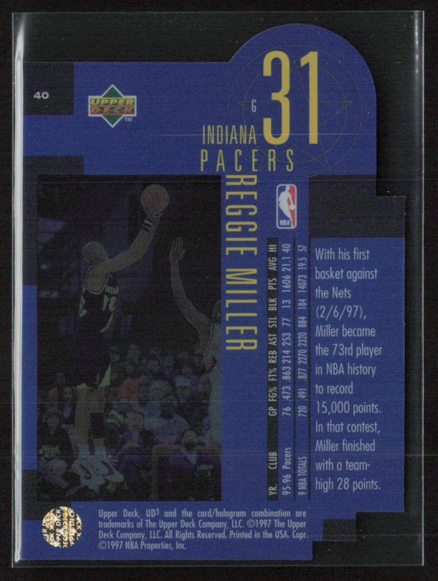 Reggie Miller 1996 Upper Deck UD3 Die Cut #40 Indiana Pacers